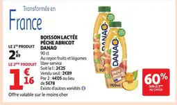 Auchan Supermarché DANAO Boisson lactée pêche abricot offre