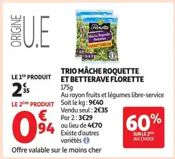 Auchan Supermarché FLORETTE Trio mâche roquette et betterave offre