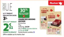 Auchan Supermarché AUCHAN Viande des grisons offre