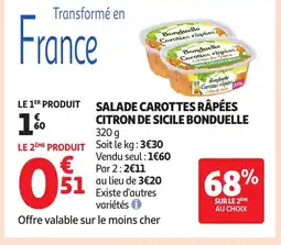 Auchan Supermarché BONDUELLE Salade carottes râpées citron de sicile offre