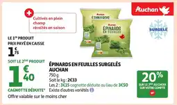 Auchan Supermarché AUCHAN Épinards en feuilles surgelé offre