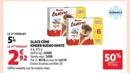 Auchan Supermarché Glace cône kinder bueno white offre