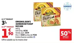 Auchan Supermarché MCCAIN Original bun's jambon ketchup offre
