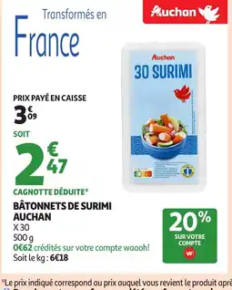 Auchan Supermarché AUCHAN Bâtonnets de surimi offre