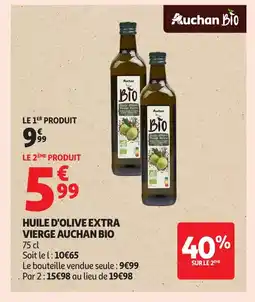 Auchan Supermarché AUCHAN BIO Huile d'olive extra vierge offre