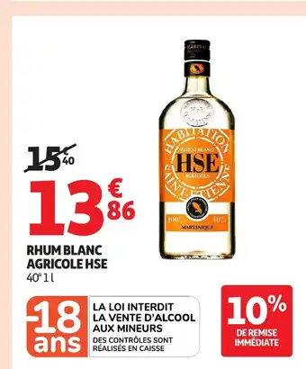 Auchan Supermarché HSE Rhum blanc agricole offre