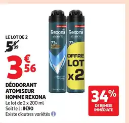 Auchan Supermarché REXONA Déodorant atomiseur homme offre