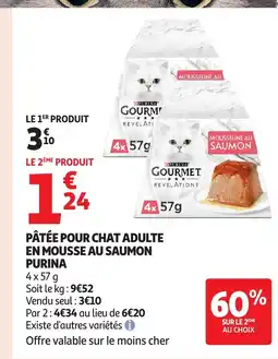 Auchan Supermarché PURINA Pâtée pour chat adulte en mousse au saumon offre