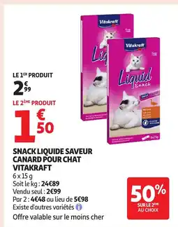 Auchan Supermarché VITAKRAFT Snack liquide saveur canard pour chat offre