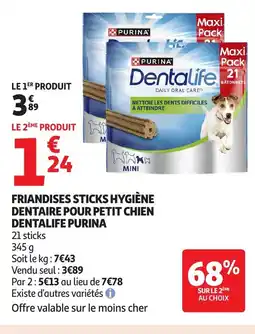 Auchan Supermarché PURINA Friandises sticks hygiène dentaire pour petit chien dentalife offre