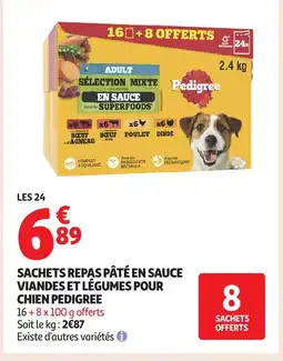 Auchan Supermarché PEDIGREE Sachets repas pâté en sauce viandes et légumes pour chien offre