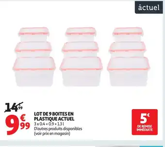 Auchan Supermarché ACTUEL Lot de 9 boites en plastique offre