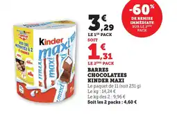 Maximarché KINDER MAXI Barres chocolatees offre