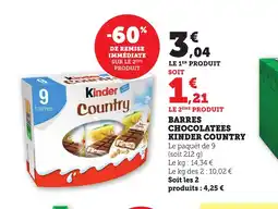 Maximarché KINDER COUNTRY Barres chocolatees offre