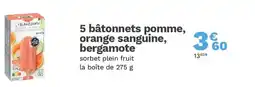 Picard 5 bâtonnets pomme, orange sanguine, bergamote offre