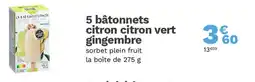 Picard 5 bâtonnets citron citron vert gingembre offre