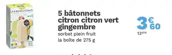 Picard 5 bâtonnets citron citron vert gingembre offre