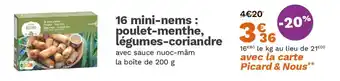 Picard 16 mini-nems: poulet-menthe, légumes-coriandre offre