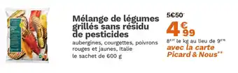 Picard Mélange de légumes grillés sans résidu de pesticides offre