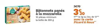 Picard Bâtonnets panés à la mozzarella offre