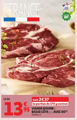 Auchan Viande bovine: basse côte avec os offre