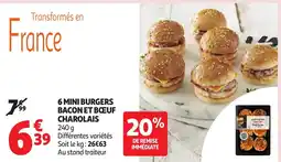 Auchan CHAROLAIS 6 mini burgers bacon et boeuf offre
