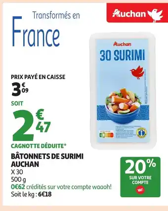 Auchan AUCHAN Bâtonnets de surimi offre