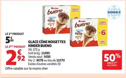 Auchan KINDER BUENO Glace cône noisettes offre