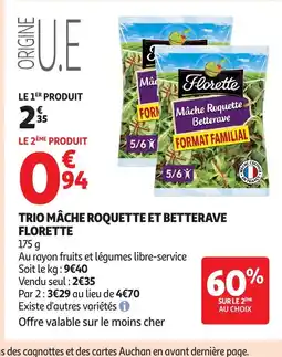 Auchan FLORETTE Trio mâche roquette et betterave offre