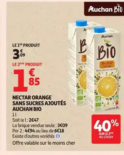 Auchan AUCHAN BIO Nectar orange sans sucres ajoutés offre