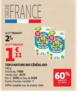 Auchan Tofu nature bio céréal bio offre