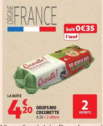 Auchan COCORETTE Oeufs bio offre