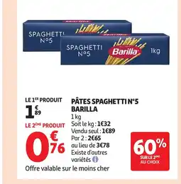 Auchan BARILLA Pâtes spaghetti n°5 offre