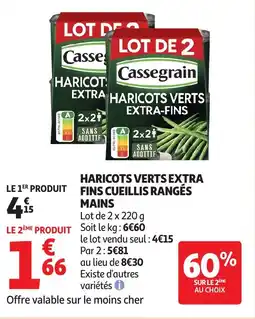 Auchan Haricots verts extra fins cueillis rangés mains offre