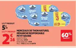 Auchan PETIT NAVIRE Morceaux de thon naturel démarche responsable offre