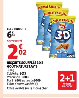 Auchan LAY'S Biscuits soufflés 3d's goût nature offre