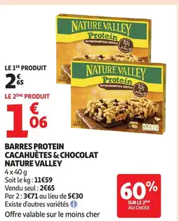 Auchan NATURE VALLEY Barres cacahuètes & chocolat offre