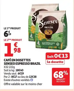 Auchan Café en dosettes senseo espresso brazil offre