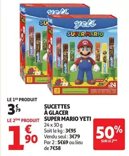 Auchan Sucettes à glacer super mario yeti offre