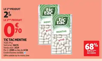Auchan TIC TAC Menthe offre