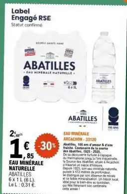 E.Leclerc EAU MINERALE NATURELLE ABATILLES offre