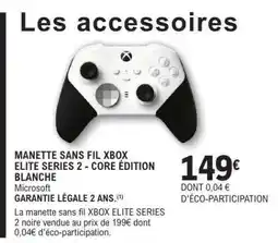 E.Leclerc MANETTE SANS FIL XBOX ELITE SERIES 2 - CORE ÉDITION BLANCHE offre