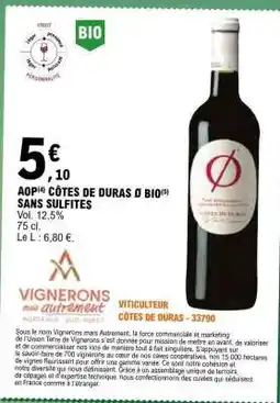 E.Leclerc AOP CÔTES DE DURAS Ø BIO offre