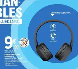 E.Leclerc CASQUE SANS FIL NOIR 40THF100032 offre