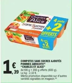 E.Leclerc COMPOTES SANS SUCRES AJOUTÉS POMMES ABRICOTS offre