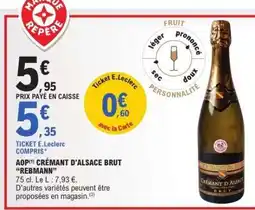 E.Leclerc AOP Crémant d'Alsace Brut Rebmanns offre