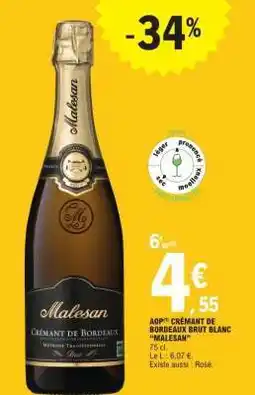 E.Leclerc AOP Crémant de Bordeaux Brut Blanc Malesan offre