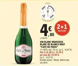 E.Leclerc Vin Blanc Mousseux Blanc de Blancs Brut 'Cafe de Paris' offre