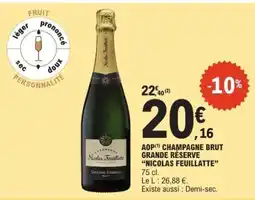 E.Leclerc AOP Champagne Brut Grande Reserve Nicolas Feuillatte offre