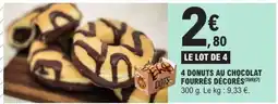 E.Leclerc 4 DONUTS AU CHOCOLAT FOURRÉS DÉCORÉS offre